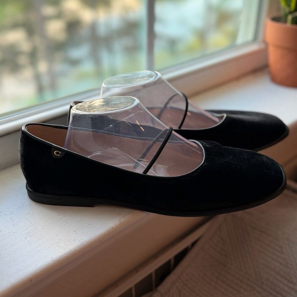 Coach CX015 Emilia Black Velvet Mary Jane Ballet Flats Women’s Size 10